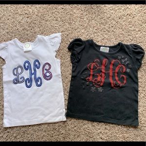 Set of 2 LHC monogrammed shirts, size 4T.
